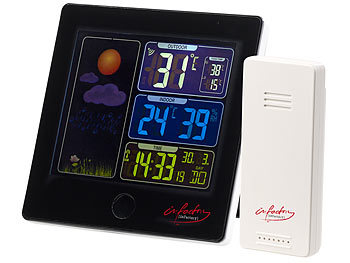 Digital LCD Farbdisplay Funk Wetterstation mit Außensensor Thermometer Uhr Alarm