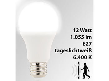 Luminea LED-Lampe mit Radar-Bewegungssensor, 12 W, E27, tageslichtweiß 6.400 K