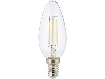 Luminea LED-Filament-Kerze, B35, E14, 470 lm, 4 W, 360°, 6.500 K, 10er-Set