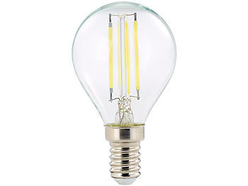 Luminea LED-Filament-Lampen, G45, E14, 470 lm, 4 W, 360°, 6.500 K