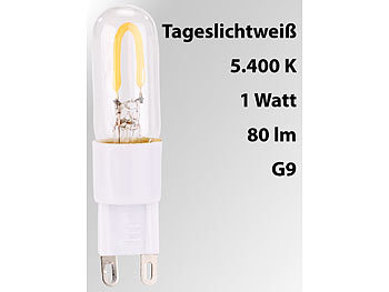Luminea LED-Filament-Stiftsockellampe G9, 1 W, 80 lm, tageslichtweiß, 360°