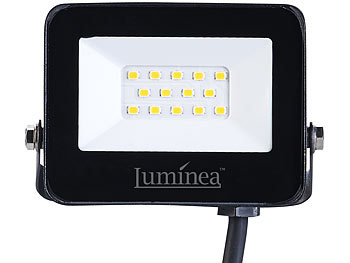 Luminea Wetterfester Mini-LED-Fluter, 10 W, 945 lm, IP65, 3.000 K, 2er-Set