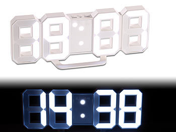  Lunartec Digital Uhr: Große LED-Tisch- & Wanduhr,  7-Segment-Ziffern, dimmbar, Wecker, 21,5cm (Digitaluhr zum Aufstellen,  Digitaluhr Große Ziffern, nachtleuchtend)