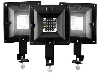 Lunartec 3er-Set Solar-LED-Dachrinnenleuchten, 6 SMD-LEDs, 20 lm, IP44, schwarz