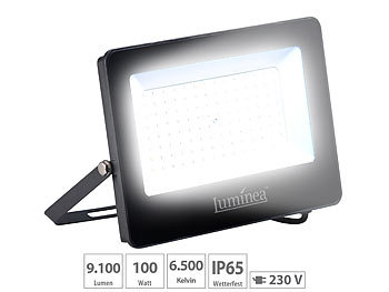 Baulampen: Luminea Wetterfester LED-Fluter, 100 W, 9.100 lm, IP65, 6500 K, tageslichtweiß