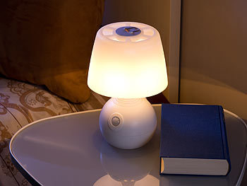 Lunartec 2er-Set LED-Tischlampe, PIR- & Licht-Sensor, warm- & tageslichtweiß