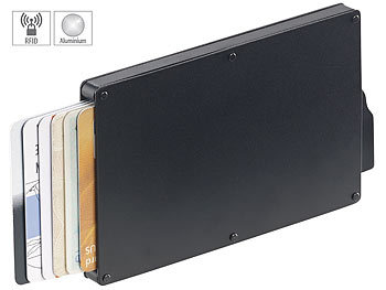 Semptec RFID-Kartenetui, Aluminium, Auswurf-Mechanismus, für EC-Karten u.v.m.