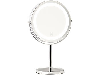 Standspiegel: Sichler Beauty LED-Kosmetikspiegel, 2 Spiegelflächen, Akku, 3x / 7x Vergrößerung