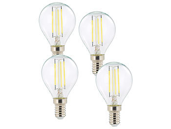 LED-Filament-Lampen G45, E14, 470 lm, 4 W, 360°, 6.500 K, 4er-Set
