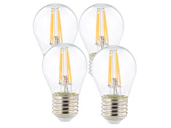 Luminea 4er-Set LED-Filament-Lampen G45, E27, 470 Lumen, 4 W, 360°, warmweiß