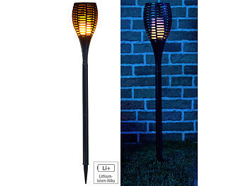 LED Fackel: Luminea LED-Gartenfackel, realistisches Flammenflackern, 2.200-mAh-Akku, IP44