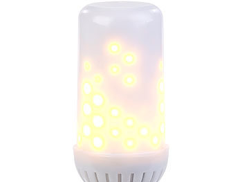 Luminea LED-Flammen-Lampe mit realistischem Flackern, E27, 96 LEDs, 160 lm