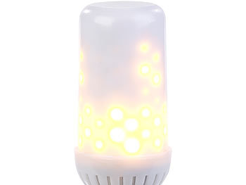 Luminea LED-Flammen-Lampe mit realistischem Flackern, E27, 96 LEDs, 160 lm