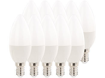 Luminea LED-Kerzen E14, A+, 6 Watt, 480 Lumen, warmweiß, 270°, B35, 10er-Set