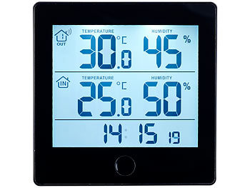 infactory Thermo-/Hygrometer-Datenlogger mit Au&szlig;ensensor, Bluetooth & App infactory Thermometer/Hygrometer-Datenlogger mit Apps