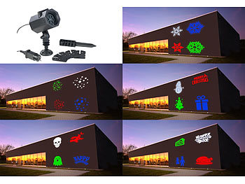 Lunartec RGBW-LED-Projektor mit 5 Motiven für innen & außen, 4,6 Watt, IP44