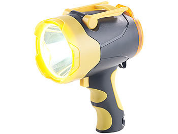Akku Handscheinwerfer: Lunartec Akku-LED-Handlampe, 10 Watt, bis 400 m Leuchtweite, Powerbank-Funktion
