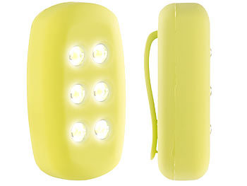 LED Blinklicht: Lunartec Kinetisches Clip-On-Sicherheitslicht mit 6 LEDs, 15 Lumen, IPX8