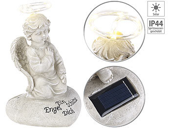 Engel Solar: Lunartec Schutzengel-Figur mit Solar-LED-Licht, 7 LEDs, 20 cm, IP44