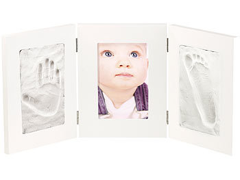 Your Design 2er-Set 3-teiliger Rahmen für je Babyfoto 2 Gipsabdrücke, 48,5 x 21 cm