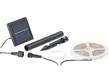 Lunartec 2er-Set Solar-LED-Streifen mit 180 tageslichtweißen LEDs, IP65