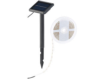 Lunartec Solar-LED-Streifen mit 180 tageslichtweißen LEDs, 3 m, wetterfest IP65