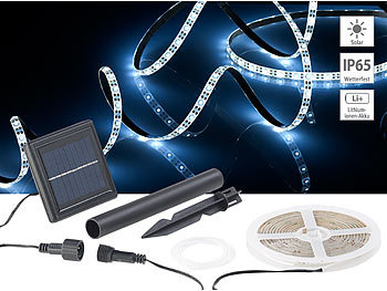 Solar-LED-Streifen mit 180 tageslichtweissen LEDs, 3 m, wetterfest IP65 / Solar Lichterkette