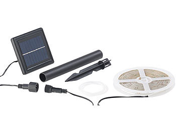 Lunartec 2er-Set Solar-LED-Streifen mit 180 warmweißen LEDs, wetterfest IP65
