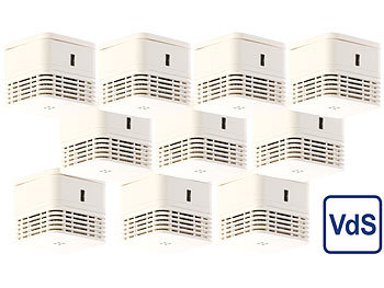 VisorTech Mini-Rauchwarnmelder, 10-Jahres-Batterie, VdS-zertifiziert, 10er-Set VisorTech Mini-Rauchmelder