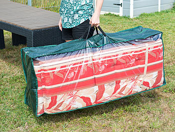 Royal Gardineer Gewebeplane-Tasche für Gartenmöbel-Sitzkissen, 130x50x32 cm, 150 g/m²