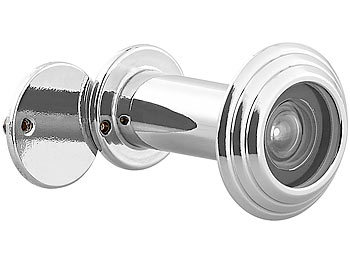 Tür-Spione: PEARL Türspion mit Sichtschutz, 160°, 36-60 mm, Ø 14 mm, Edelstahl verchromt