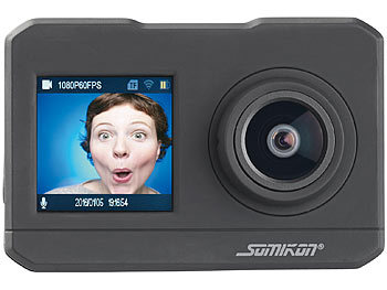 Somikon UHD-Action-Cam mit 2 Displays, Versandrückläufer