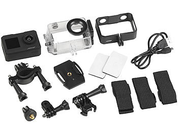 Somikon UHD-Action-Cam mit 2 Displays, WLAN und Sony-Bildsensor, IPX8