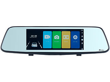 NavGear Full-HD-Rückspiegel-Dashcam, Rückfahrkamera, 17,4-cm-Touch-Display