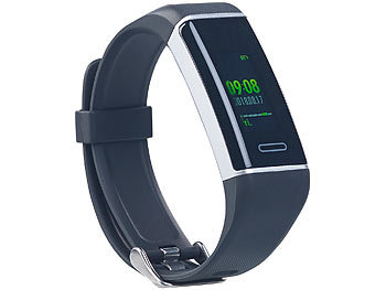 newgen medicals Fitness-GPS-Armband mit XL-Farb-Display & App für 6 Sportarten, IP67