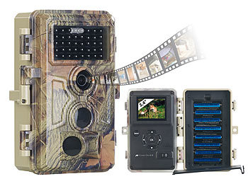 VisorTech Full-HD-Wildkamera, 3 Bewegungssensoren, Nachtsicht, Farbdisplay, IP66