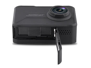 Somikon 4K-Action-Cam mit GPS und WLAN, Unterwasser-Gehäuse mit IPX8
