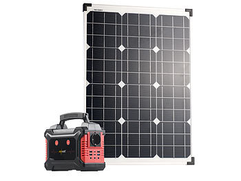 revolt Powerbank & Solar-Konverter mit 50-Watt-Solarpanel, 60 Ah, bis 200 W