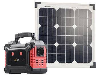 revolt Powerbank & Solar-Konverter mit mobilem 20-Watt-Solarpanel, 60 Ah