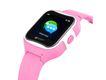 TrackerID Kinder-Smartwatch mit GPS-/GSM-/WiFi-Tracking, SOS-Taste, rosa, IP65