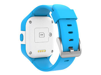 TrackerID Kinder-Smartwatch mit GPS-/GSM-/WiFi-Tracking, SOS-Taste, blau, IP65