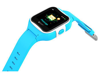 TrackerID Kinder-Smartwatch mit GPS-/GSM-/WiFi-Tracking, SOS-Taste, blau, IP65