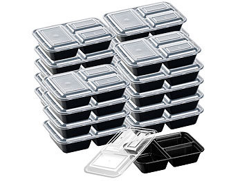Rosenstein & Söhne 20er-Set Lebensmittel-Boxen mit je 3 Trennfächern & Deckel, 1,2 l