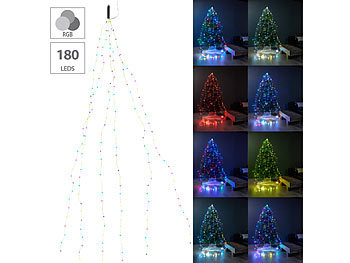 LED-Lichterketten RGB: Lunartec Christbaum-Überwurf-Lichterkette, 180 bunte LEDs, 6 Girlanden, je 3 m