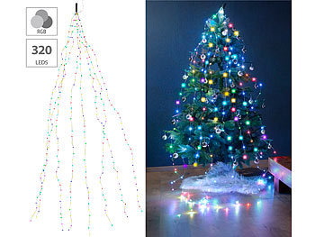 Tannenbaum Lichterkette: Lunartec Christbaum-Überwurf-Lichterkette, 320 bunte LEDs, 8 Girlanden, je 4 m
