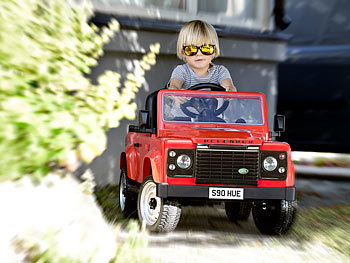 Playtastic Kinderauto mit Land-Rover-Lizenz, Tretpedalen und EVA-Rädern, rot