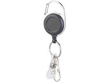 2 Stück Schwarz Einziehbarer Stahldraht Schlüsselband Ausziehbar Retractable Badge Reel Schlüsselbund für ID-Dokumentenhalter Schlüsselkarte Ausziehbarer Schlüsselanhänger