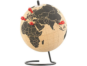 infactory Drehbarer Kork-Globus mit 10 Pins zum Markieren, Ø 15 cm
