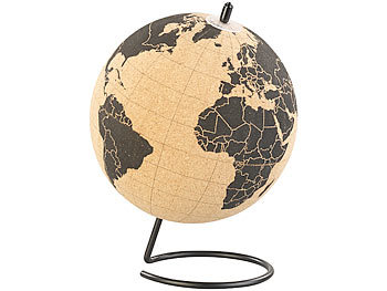 infactory Drehbarer Kork-Globus mit 10 Pins zum Markieren, Ø 15 cm
