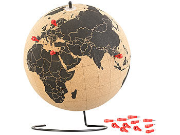 Kleine Schwenkbare Bildung Home Geographics Maps World Kugel achsige Achsen drehbare Poster Atlas: infactory Drehbarer XL Kork-Globus mit 15 Pins zum Markieren, Ø 25 cm